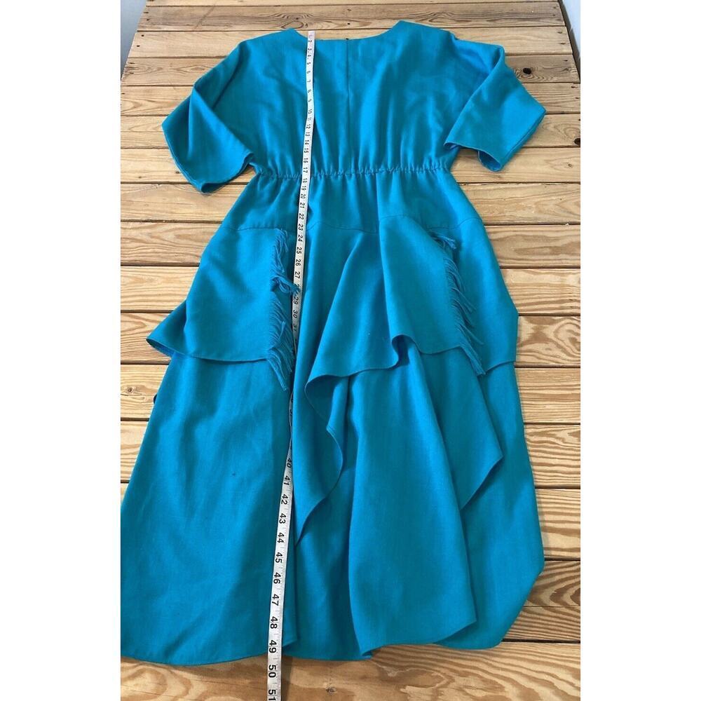 Vintage Sun Country Togs Dolman Sleeve Cinch Waist Fringed Detail Dress Medium - Picture 5 of 7